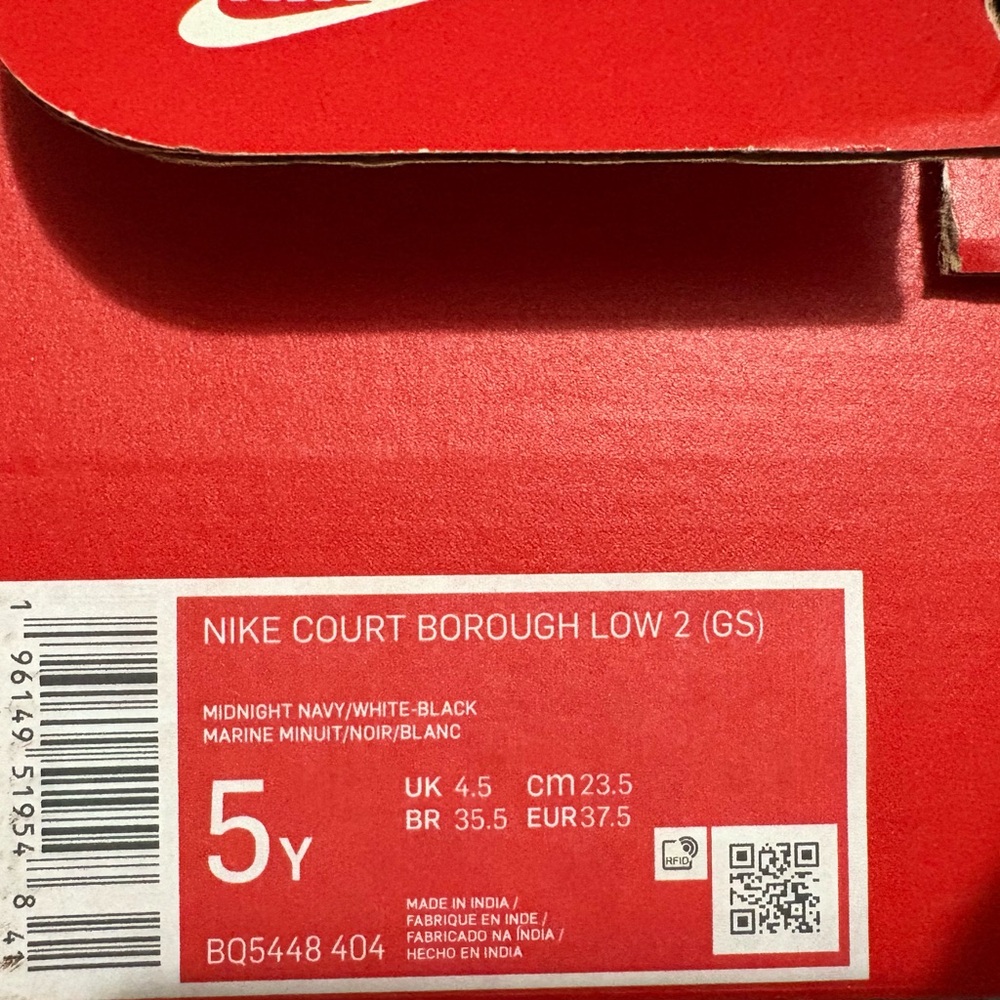 Nike Court Borough Low 2 Midnight Blue and Black Size 5Y - Picture 4 of 4